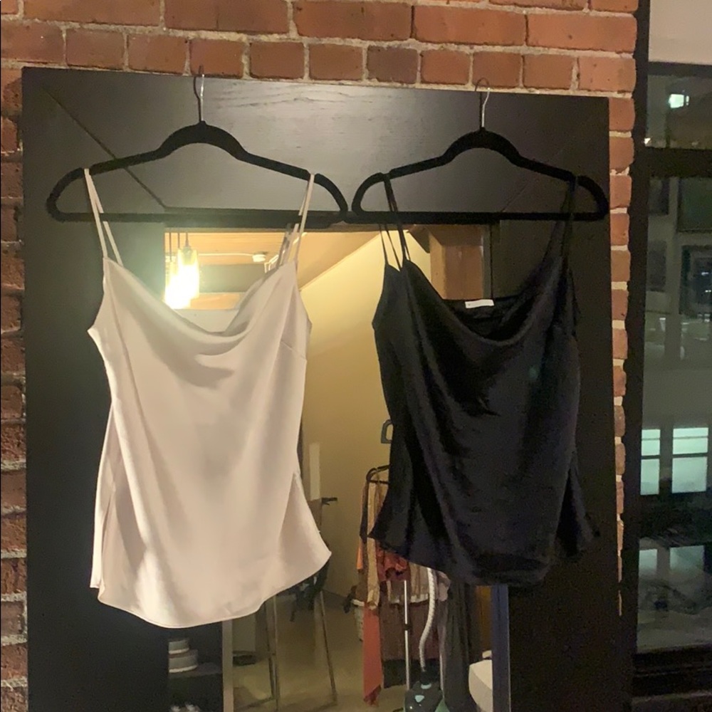 Satin camisoles in black and cream